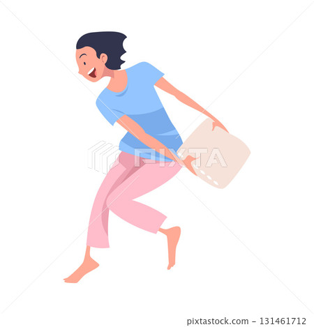 Pajama Party with Woman Character Pillow Fight Vector Illustration Pajama Party with Woman Character Pillow Fight Vector Illustration 131461712
