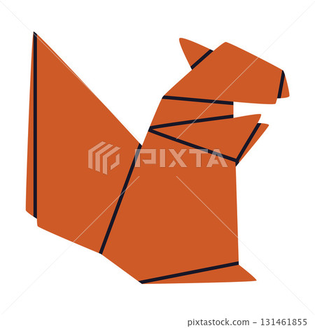 Origami Paper Folding Brown Squirrel Shape Vector Illustration 131461855