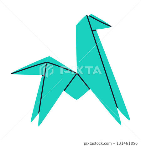 Origami Paper Folding Turquoise Animal Shape Vector Illustration Origami Paper Folding Turquoise Animal Shape Vector Illustration 131461856
