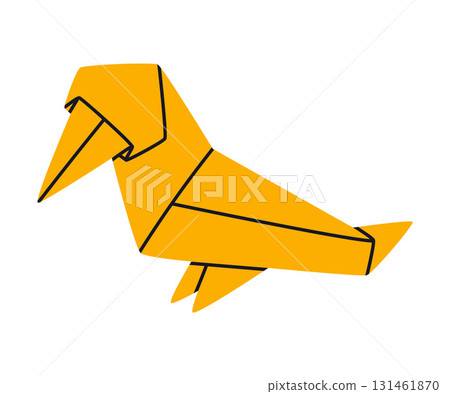 Origami Paper Folding Yellow Bird Shape Vector Illustration 131461870