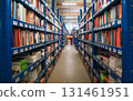 logistic warehouse. packing line in a logistics warehouse. conveyor belt in a modern production line 131461951