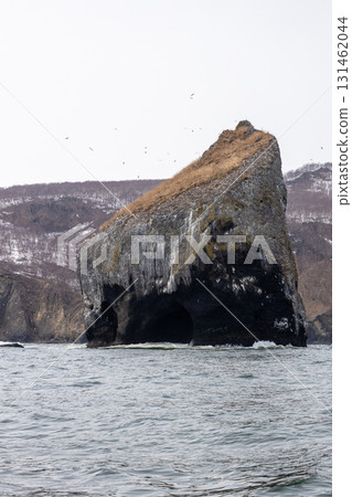 Babya rock in Avacha bay, Pacific ocean in spring 131462044