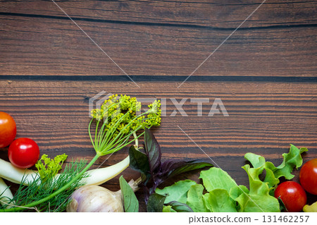 Autumn fresh vegetables on wooden table background Autumn fresh vegetables on wooden table background 131462257