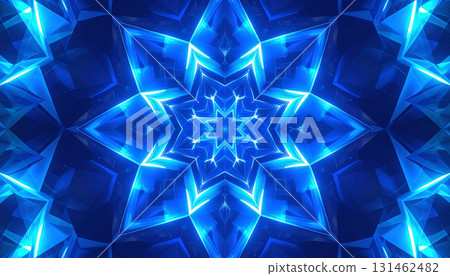 帶有藍色星星圖案的奇妙對稱藝術 131462482