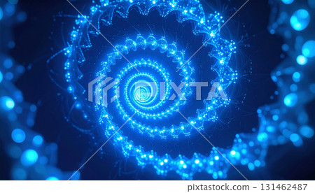 由光粒子組成的美麗藍色螺旋結構 由光粒子組成的美麗藍色螺旋結構 131462487