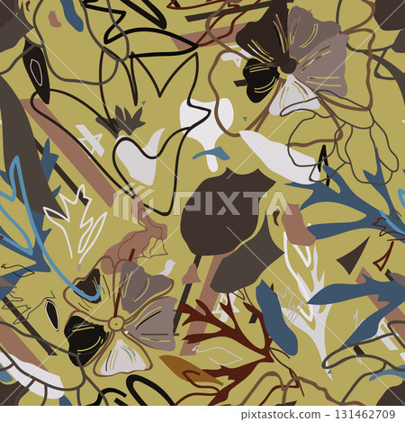 Floral brush strokes seamless pattern design for fashion textiles, graphics, backgrounds and crafts 131462709