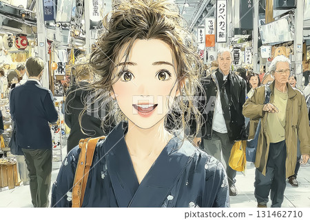 美麗系列：身穿浴衣的年輕女子時尚肖像 131462710