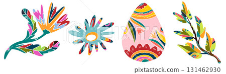 vector floral frame with feathers 131462930