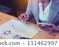 Business Woman Analyzing Report. Financial Data Analysis. 131462997