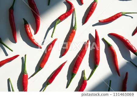 Red hot chili peppers seamless pattern on white background Red hot chili peppers seamless pattern on white background 131463069