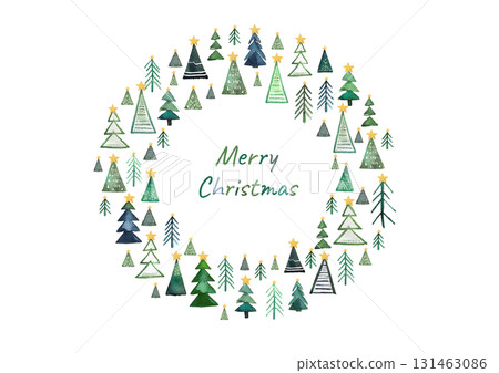 Wreath-style nature illustration background drawn with fir trees Wreath-style nature illustration background drawn with fir trees 131463086