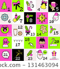 Pixel art Christmas advent calendar with festive 131463094