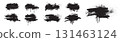 Graffiti stain spray set, brush stroke spot collection, ink grunge spray messy dark splatter blob.  131463124