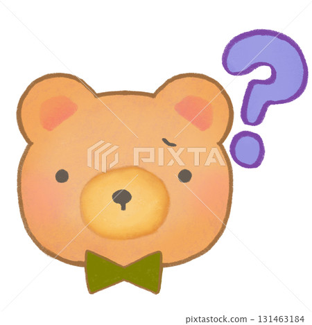 Illustration of a bear holding up a question mark 131463184