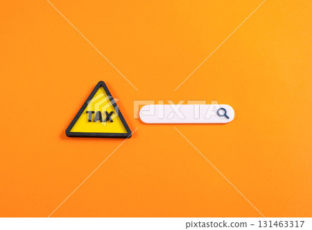 Taxes and search bar. Search for information about taxation. Useful for digital platforms, government services, online accounting, business compliance and financial planning. 131463317