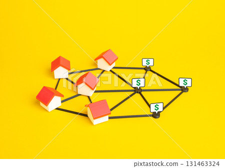 Vacant plots for housing construction. Plots with utilities installed. Concept for real estate, urban development, architecture, investments, housing market growth and infrastructure planning. 131463324