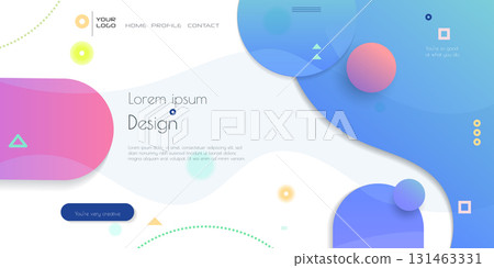 Minimal abstract geometric shape, line and gradient color on white background. Modern vector design. Creative geometric background for business landing page, banner, website, template, web banner 131463331