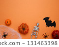 Halloween decoration pumpkins bats ghosts spooky festive atmosphere 131463398