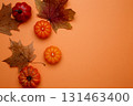Halloween decoration pumpkins maple leaves autumn festive mood 131463400