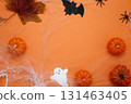 Halloween decoration pumpkins bats ghosts spooky festive atmosphere 131463405