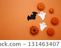 Halloween decoration pumpkins bats ghosts spooky festive atmosphere 131463407