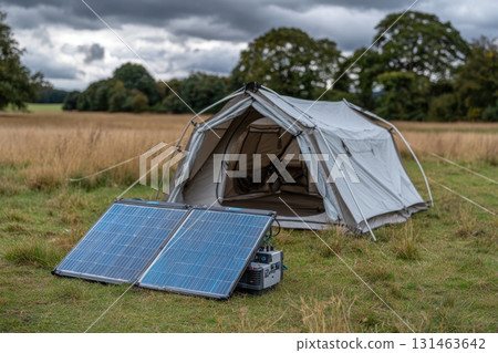 Portable solar panels and camping gear for eco-friendly travel Portable solar panels and camping gear for eco-friendly travel 131463642