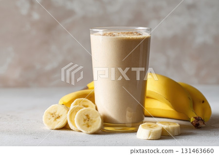 Creamy banana coffee smoothie next ripe banana Creamy banana coffee smoothie next ripe banana 131463660