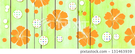 Background material, background image, pattern material, background illustration, wallpaper, watercolor style, hibiscus, yellow-green-orange 131463939