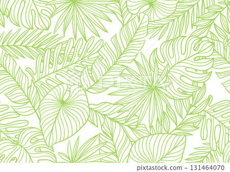 Pattern with linear palm leaves. Decorative image of tropical foliage and plants. Pattern with linear palm leaves. Decorative image of tropical foliage and plants. 131464070