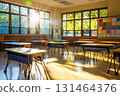 Sunlit elementary classroom fostering learning 131464376