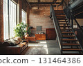 Loft apartment with exposed brick and metal 131464386