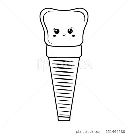 Dental implant, character kawaii contour. Screw prosthesis, Illustration of dental implantation,orthodontic dental implantation Dental implant, character kawaii contour. Screw prosthesis, Illustration of dental implantation,orthodontic dental implantation 131464388