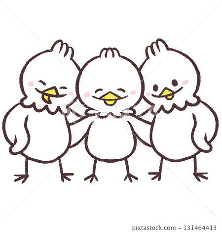 Illustration of smiling white birds Illustration of smiling white birds 131464413