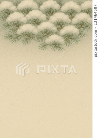 Snowy Pine Tree Series: Overlapping Pine Leaves and Snowy Top-shaped Background 131464597