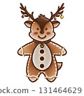Watercolor Reindeer Gingerbread Cookie Illustration Isolated on White 131464629