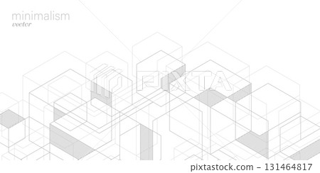 White background made of geometric lines. Abstract cube with squares.Drawing.Vector illustration. White background made of geometric lines. Abstract cube with squares.Drawing.Vector illustration. 131464817