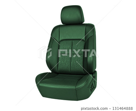 綠色的皮革汽車座椅散發出柔和的光澤，營造出和諧與可能性的感覺。 131464888