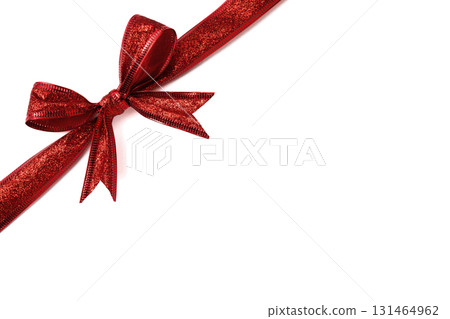 Red gift bow isolated on white background 131464962