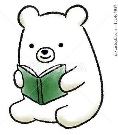 北極熊坐著看書 131464984