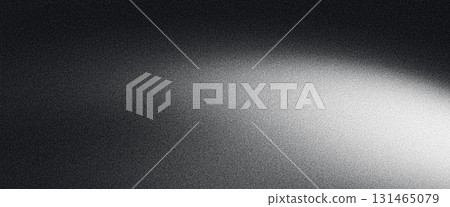 Dark grainy black white grainy background, abstract blurred noise texture banner backdrop grunge poster header design 131465079