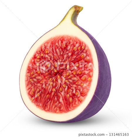 Cut in a half of fig fruit isolated on white background, clipping path. Cut in a half of fig fruit isolated on white background, clipping path. 131465163