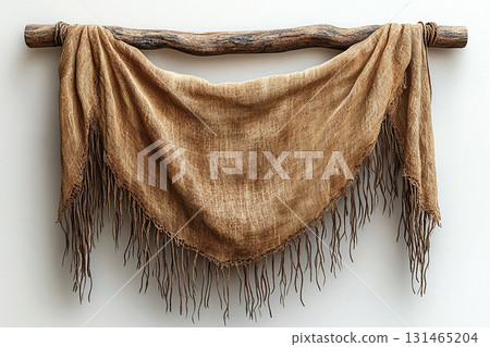 Fabric wall hanging on a white background. Boho-chic style. Fabric wall hanging on a white background. Boho-chic style. 131465204