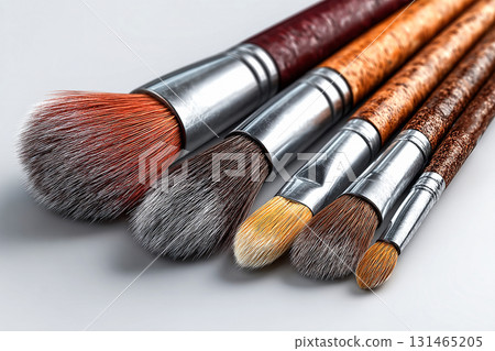Skincare-makeup hybrids. High-quality set of makeup brushes on a white background. 131465205