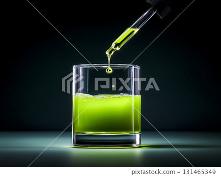 Green liquid is being poured into a glass Green liquid is being poured into a glass 131465349