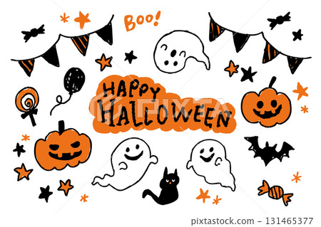 萬聖節插畫集:手繪南瓜、鬼、黑貓、蝙蝠、糖果 萬聖節插畫集:手繪南瓜、鬼、黑貓、蝙蝠、糖果 131465377