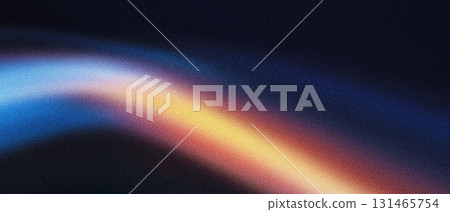 Grainy noisy poster background, dark blue orange red color wave black backdrop abstract header banner design 131465754