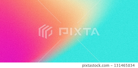 Vibrant summer poster design, orange teal turquoise pink abstract grainy gradient background with noise texture effect 131465834