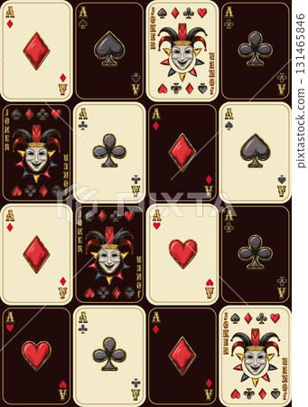 Seamless geometric pattern with ace cards,...-插圖素材 [131465846] - PIXTA圖庫