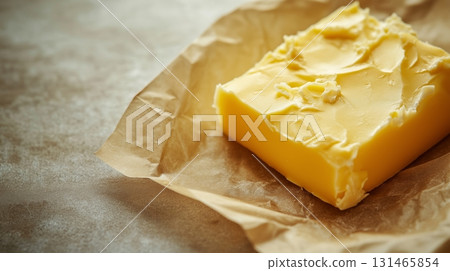 Close-up of butter formation on parchment showcasing texture and detail 131465854