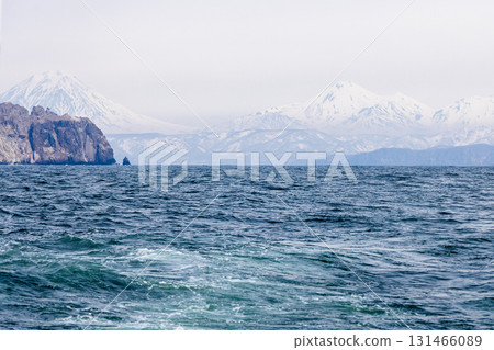 coast of Pacific ocean in Avacha bay on spring day 131466089